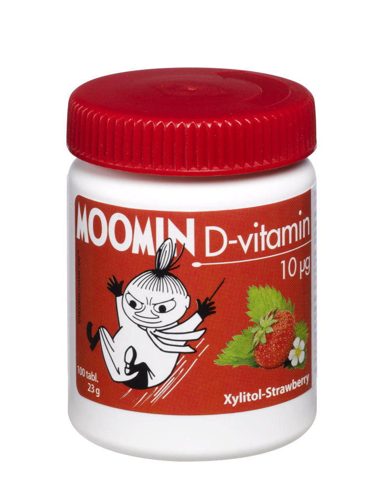 MOOMIN D-VITAMIN 10MIKROG XYLITOL-STRAWBERRY 100 TABLETTIA