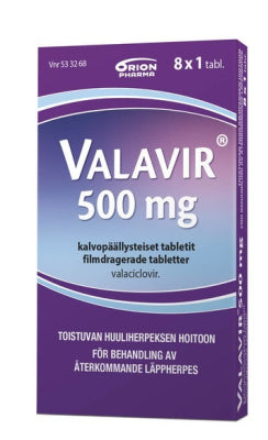 VALAVIR 500 mg tabletti, kalvopäällysteinen 8 tablettia