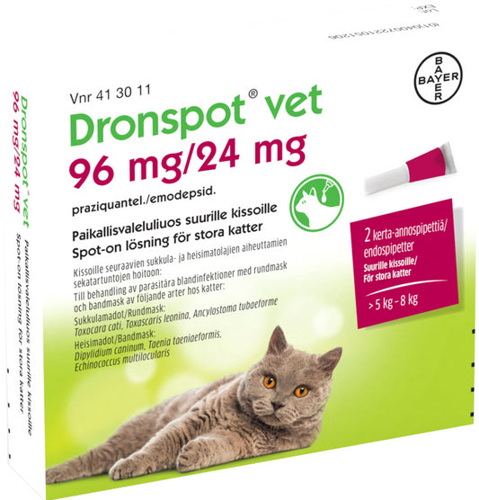 DRONSPOT VET 24 mg/96 mg paikallisvaleluliuos suurille kissoille 2x1,12 ml