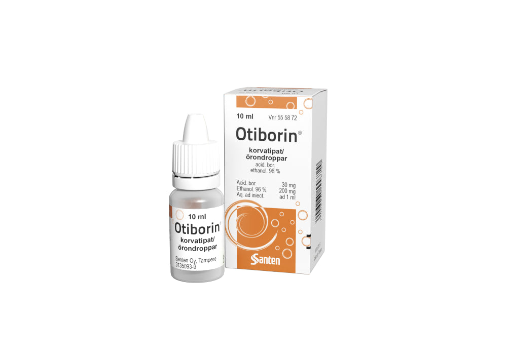 OTIBORIN 30 mg/ml/200 mg/ml korvatipat, liuos 10 ml