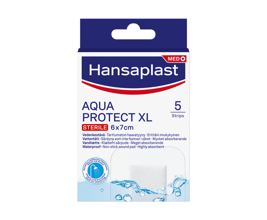 HANSAPLAST Aqua protect XL 6 cm x 7 cm vedenkestävä sidos haavoille 5 kpl