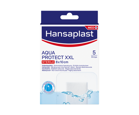 HANSAPLAST Aqua protect XXL 8 cm x 10 cm vedenkestävä sidos haavoille 5 kpl
