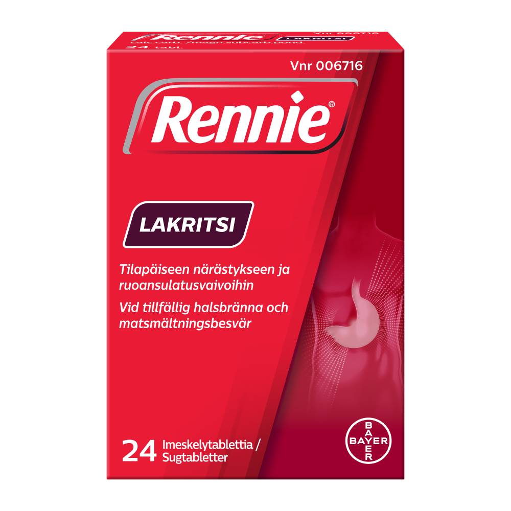 RENNIE Lakritsi 80 mg/680 mg imeskelytabletti 24 tablettia