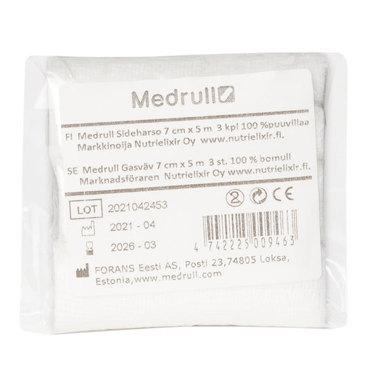 MEDRULL Sideharso puuvillaa 7 cm x 5 m 3 kpl