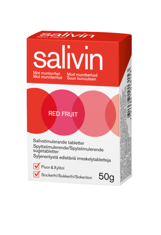 SALIVIN Red Fruit punaisten marjojen makuinen imeskelytabletti 50 g