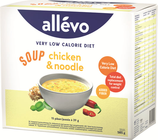 ALLEVO VLCD Soup Chivken&Noodle vähäkalorinen ateriankorvike 15 pussia