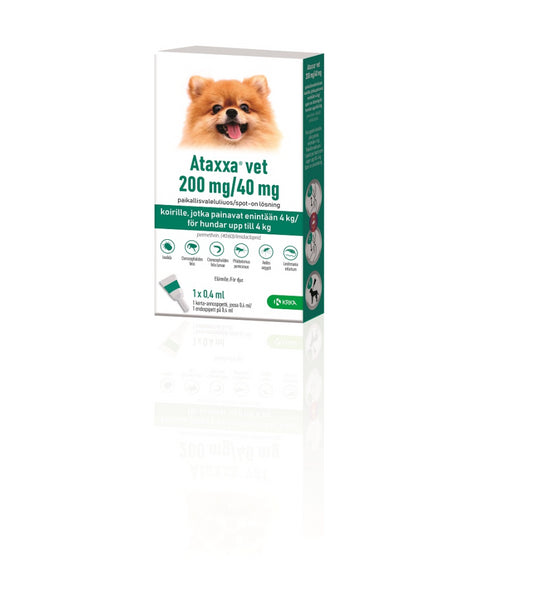ATAXXA VET 40 mg/200 mg paikallisvaleluliuos enintään 4 kg painaville koirille