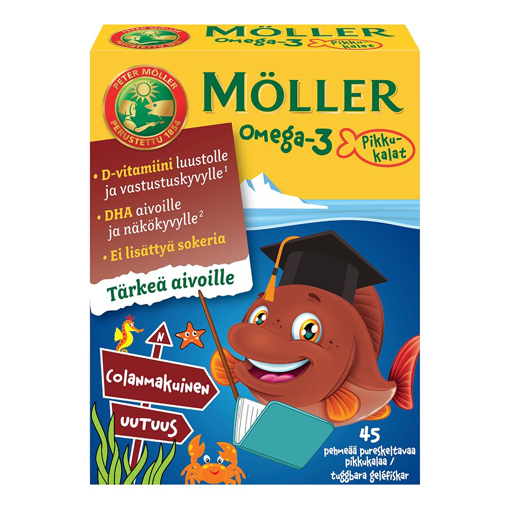 MÖLLER Omega-3 pikkukalat kolanmakuinen geelipala 45 kpl