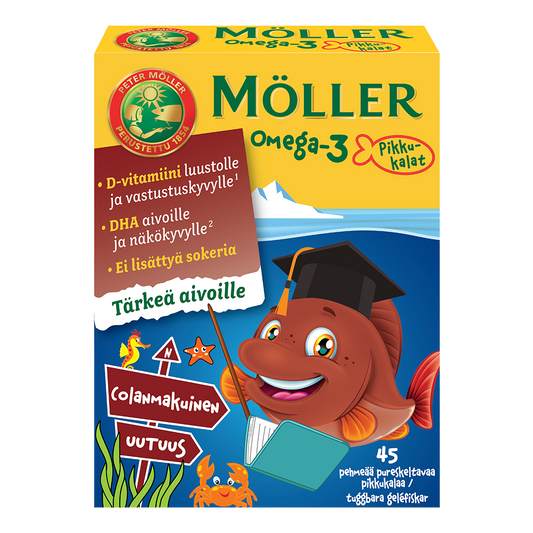MÖLLER Omega-3 pikkukalat kolanmakuinen geelipala 45 kpl