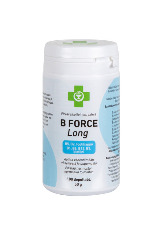 APTEEKKI B-Force Long pitkävaikutteinen B-vitamiinitabletti 100 tablettia