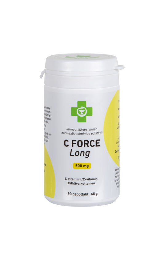 APTEEKKI C Force Long 500 mg pitkävaikutteinen C-vitamiinitabletti 90 tablettia