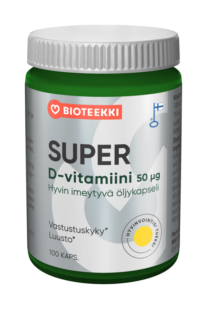 SUPER D-vitamiini 50 mikrog öljykapselissa 100 kapselia