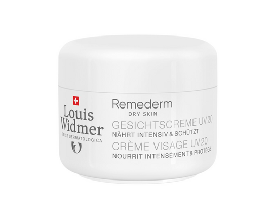 LOUIS WIDMER Remederm Dry Skin Face Cream UV 20 kasvovoide, hajustettu 50 ml