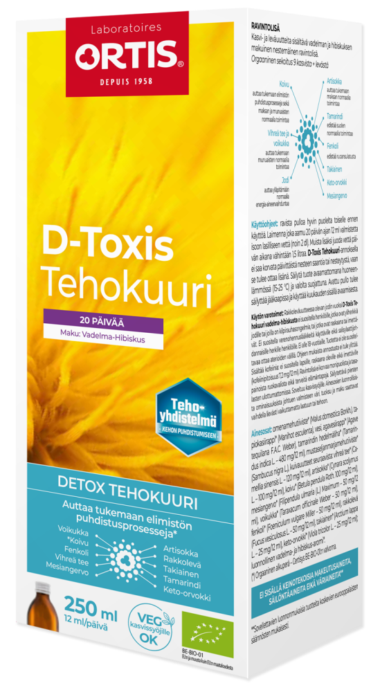 D-TOXIS Detox tehokuuri vadelma 250 ml