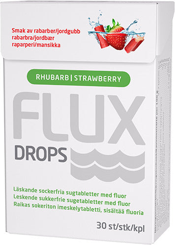 FLUX Drops Raparperi-mansikanmakuinen imeskelytabletti 30 kpl