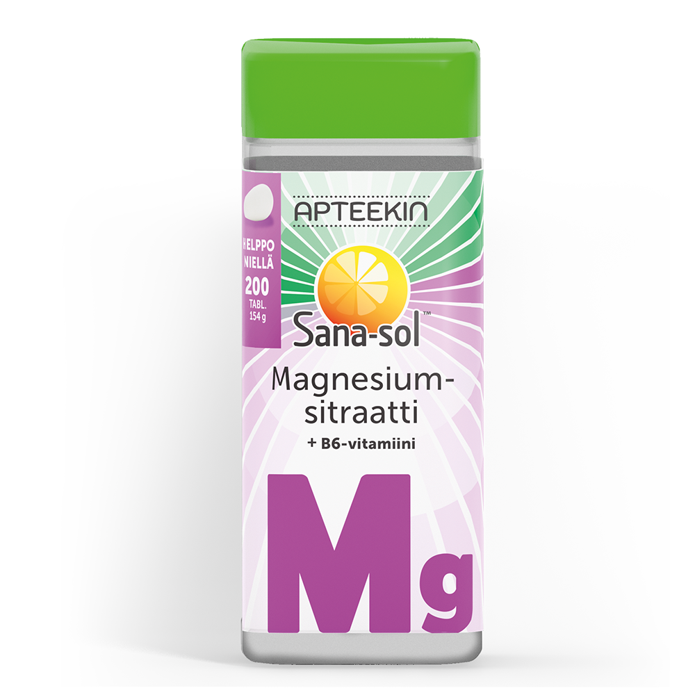 APTEEKIN Sana-sol magnesiumsitraatti + B6-vitamiini 200 tabl.