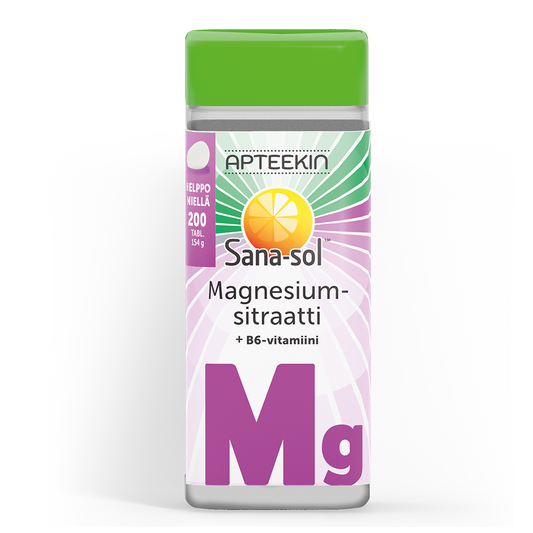 APTEEKIN Sana-sol magnesiumsitraatti + B6-vitamiini 200 tabl.