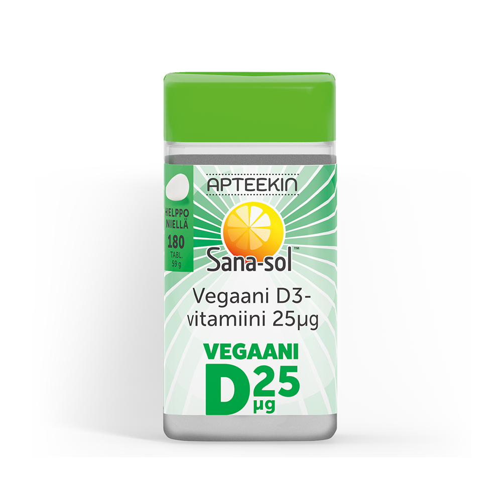 APTEEKIN Sana-sol vegaani D3-vitamiini 25 µg 180 tabl.