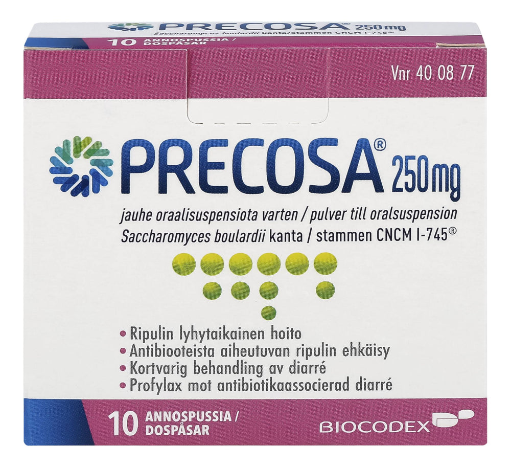 PRECOSA 250 mg jauhe oraalisuspensiota varten annospussi 10 kpl