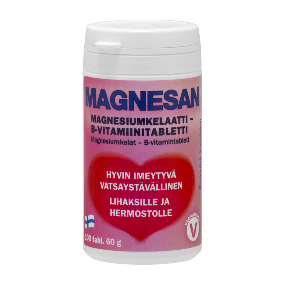 MAGNESAN Magnesiumkelaatti – B-vitamiinitabletti 100 tabl.