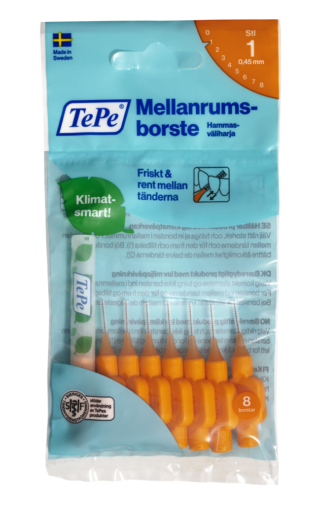 TEPE Original 0,45 mm oranssi hammasväliharja 8 kpl