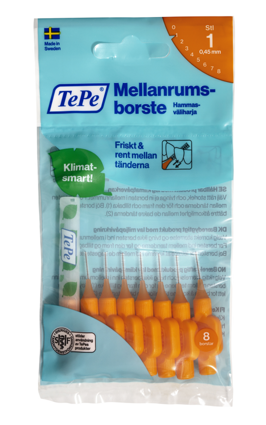TEPE Original 0,45 mm oranssi hammasväliharja 8 kpl