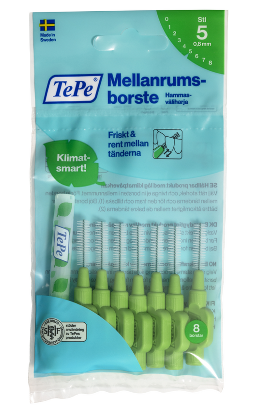 TEPE Original 0,8 mm vihreä hammasväliharja 8 kpl