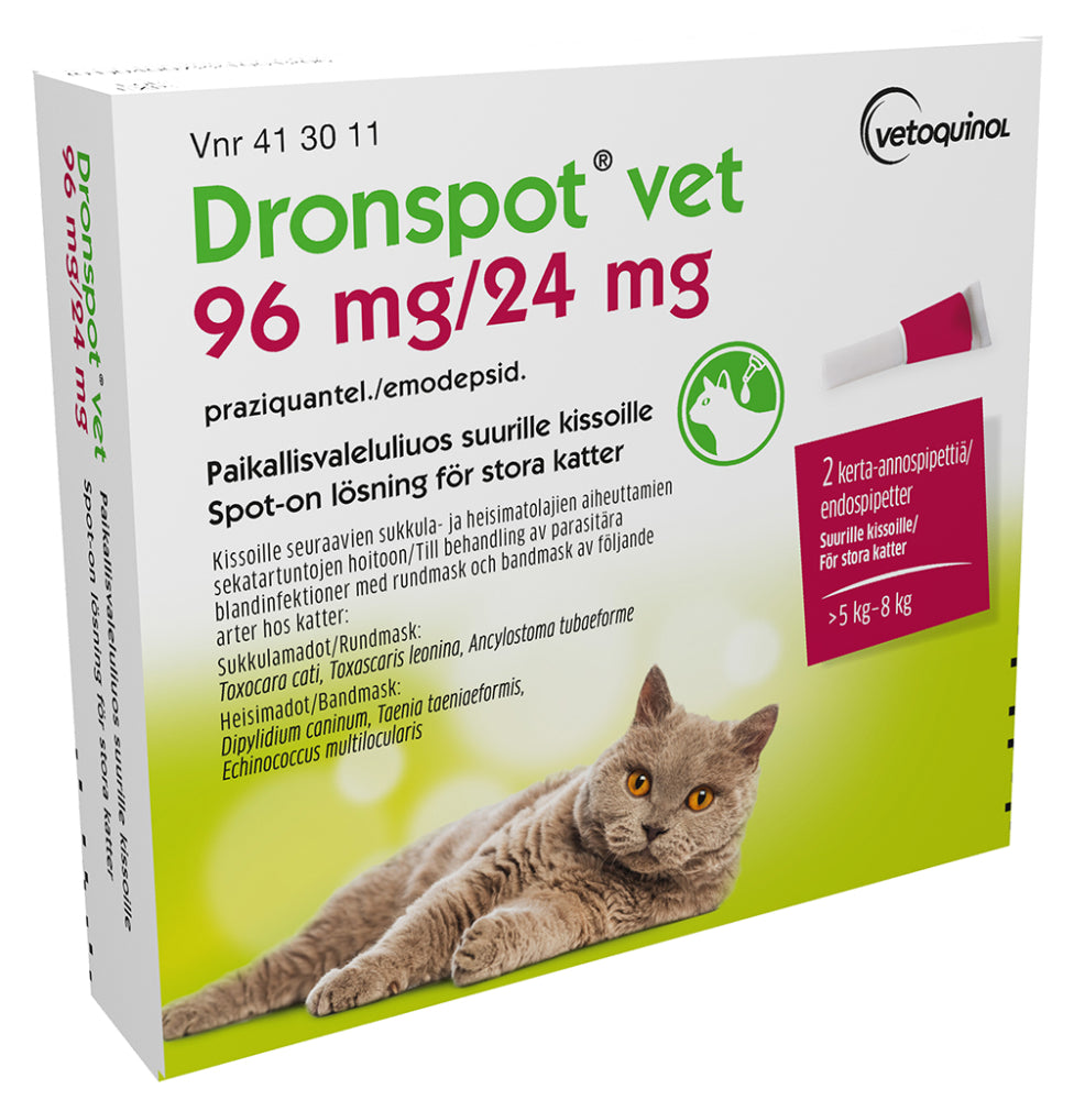DRONSPOT VET 24 mg/96 mg paikallisvaleluliuos suurille kissoille