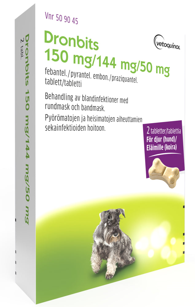 DRONBITS 50 mg/144 mg/150 mg vet tabletti