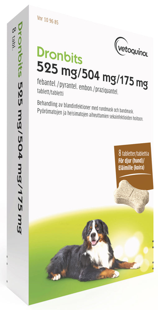 DRONBITS 175 mg/504 mg/525 mg vet tabletti 8 tabl