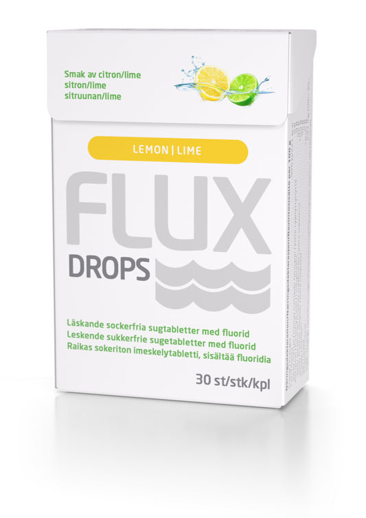 FLUX Drops imeskelytabletti sitruuna-lime kuivalle suulle 30 kpl