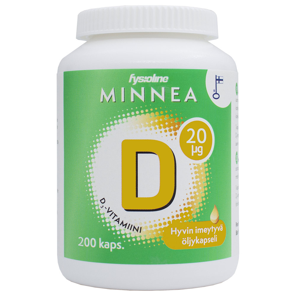 MINNEA D-Vitamiini 20 mikrogrammaa öljykapseli 200 kpl
