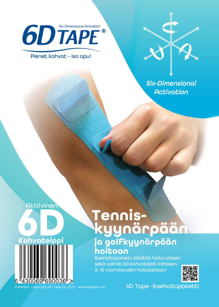 6D Tape kahvateipit tennis-ja golfkyynärpään hoitoon 2 kpl