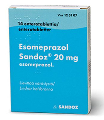 ESOMEPRAZOL SANDOZ 20 mg enterotabletti, 14 tablettia