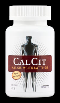 CALCIT KALSIUMSITRAATTI + D3-VITAMIINI 100 TABLETTIA