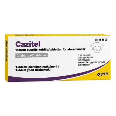 CAZITEL TABLETIT SUURILLE KOIRILLE 175 mg/504 mg/525 mg vet tabletti, 2 tablettia