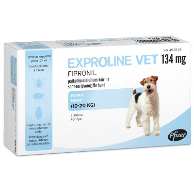 EXPROLINE VET 134 mg paikallisvaleluliuos koirille (10-20 kg) 3x1,34 ml