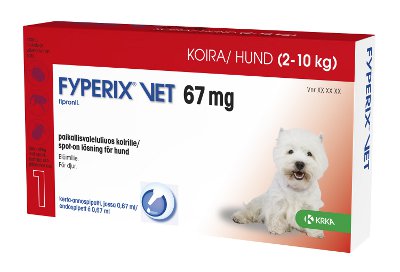 FYPERIX VET 67 mg paikallisvaleluliuos koirille (2-10kg) 0,67 ml