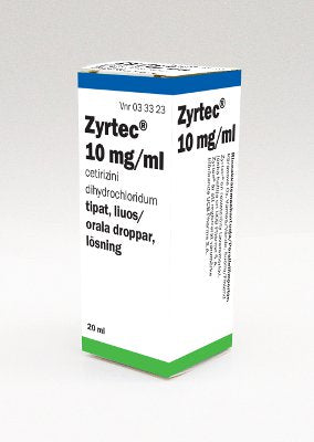 ZYRTEC 10 mg/ml tipat, 20 ml, Paranova