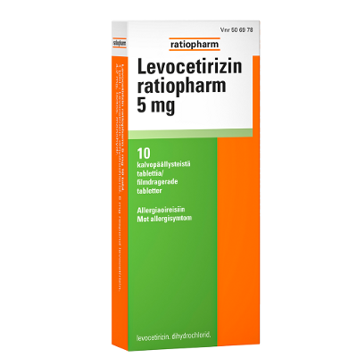 LEVOCETIRIZIN RATIOPHARM 5 mg tabletti, kalvopäällysteinen, 10 tablettia