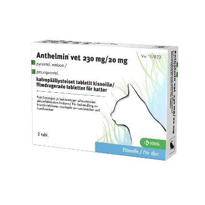 ANTHELMIN VET 20 mg/230 mg tabletti, kalvopäällysteinen (kissat) 2 tablettia