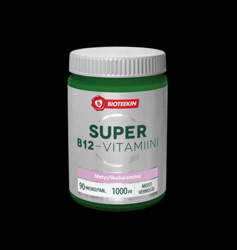 SUPER B12-vitamiini 1000 µg vadelmanmakuinen imeskelytabletti 90 tabl