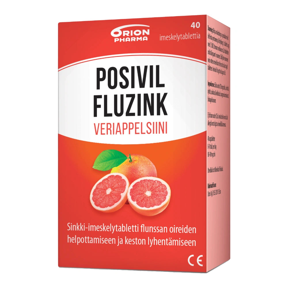 POSIVIL Fluzink veriappelsiini sinkkiasetaatti-imeskelytabletti 40 kpl