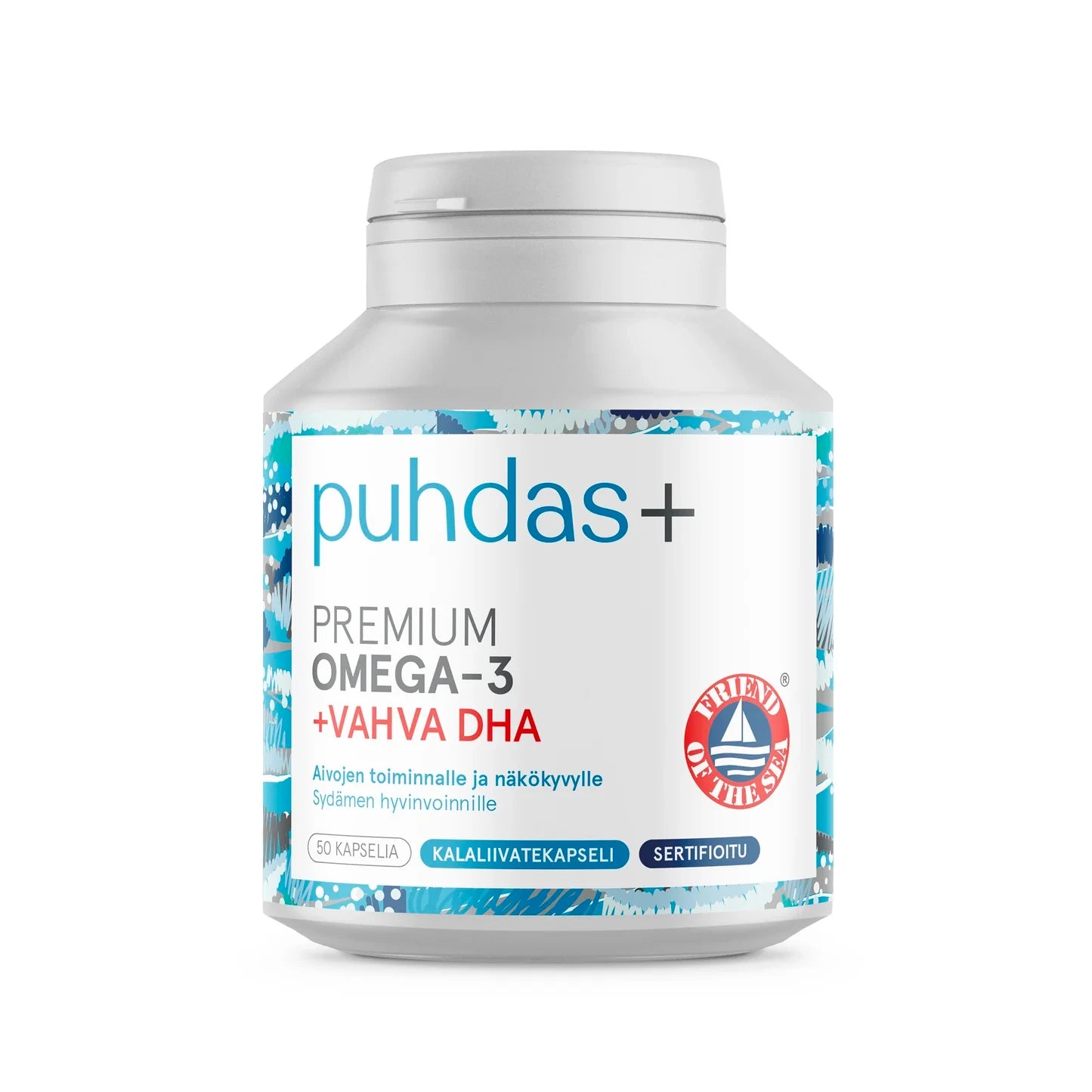 PUHDAS+ Premium omega-3 + vahva DHA kapseli 50 kaps