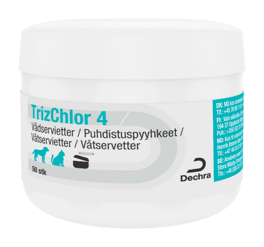 TRIZCHLOR 4 Puhdistuspyyheet eläimille 50 kpl
