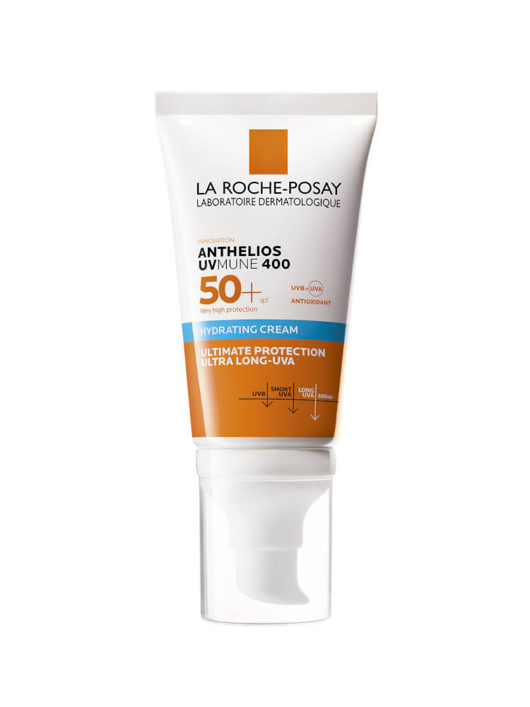 LA ROCHE-POSAY Anthelios UVMune Hydrating Cream SPF 50+ aurinkosuojavoide kasvoille ja silmänympärysalueelle 50 ml