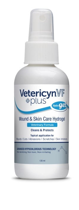 VETERICYN+ VF Hydrogel wound & skin hydrogel geelisuihke haavoille eläimille 120 ml