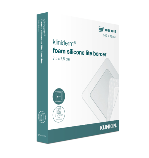 KLINION Kliniderm foam silicone lite border 7,5 cm x 7,5 cm 5 kpl