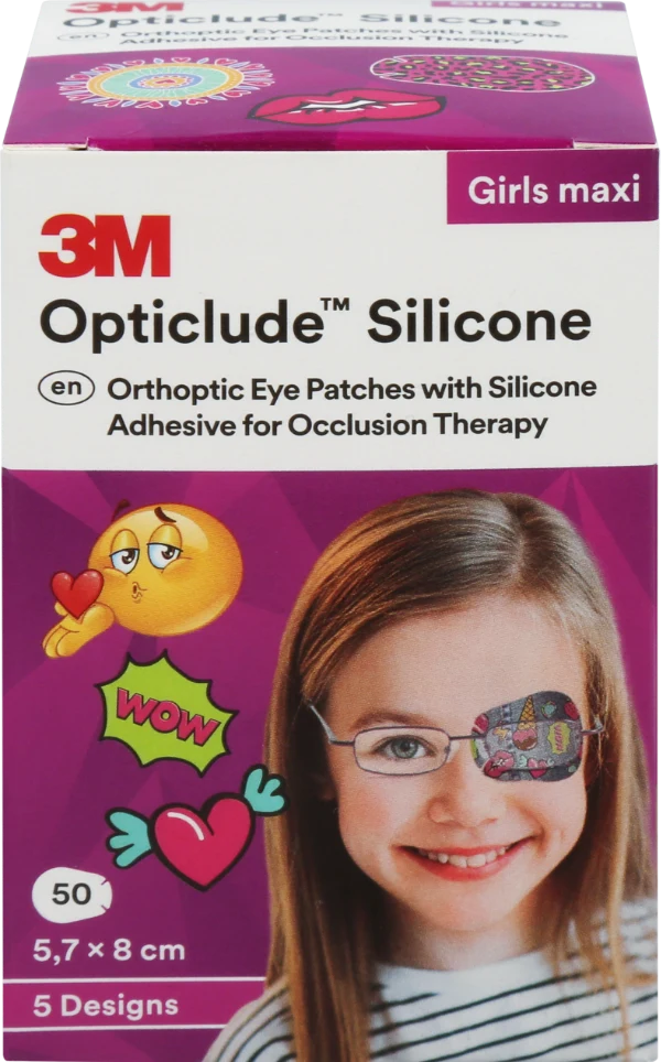 3M OPTICLUDE Silicone maxi silmälappu peittohoitoon lajitelma tytöille 50 kpl