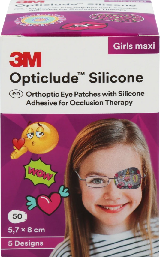 3M OPTICLUDE Silicone maxi silmälappu peittohoitoon lajitelma tytöille 50 kpl
